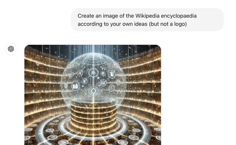 Interpretacao pictorica criada pelo ChatGPT sobre a Wikipedia