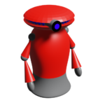 Robo futurista em animacao 3D representando automacao e IA