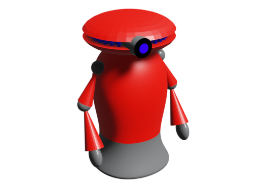 Robo futurista em animacao 3D representando automacao e IA